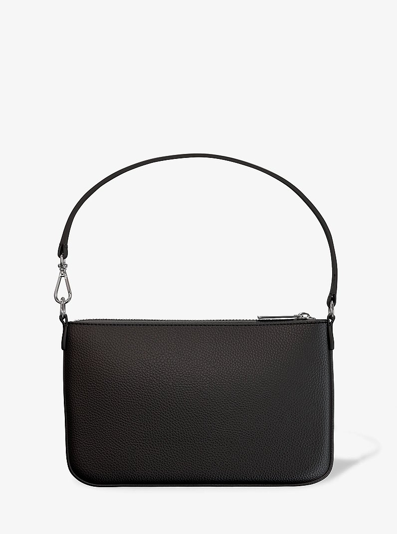 Jet Set Small Pebbled Leather Convertible Wristlet in BLACK | Michael Kors