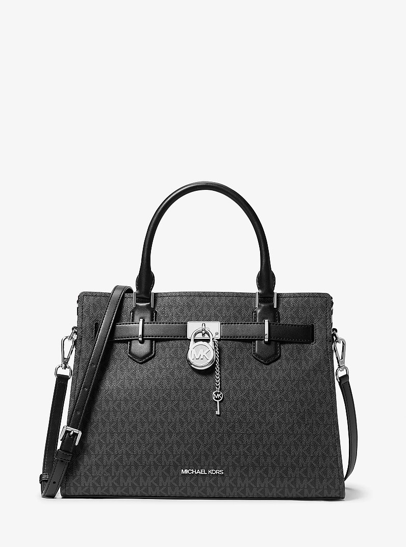 Hamilton Medium Signature Logo Satchel in BLACK - Sale | Michael