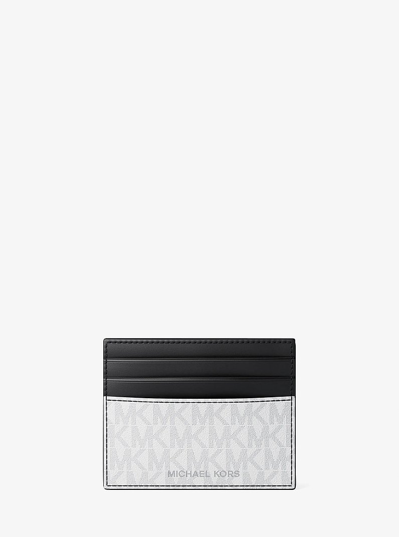 Pebbled Leather Billfold Wallet and Signature Logo Card Case Gift Set in BRIGHT WHT | Michael Kors