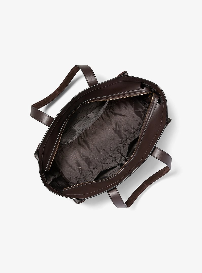 Hudson Woven Suede Tote Bag in CHOCOLATE | Michael Kors