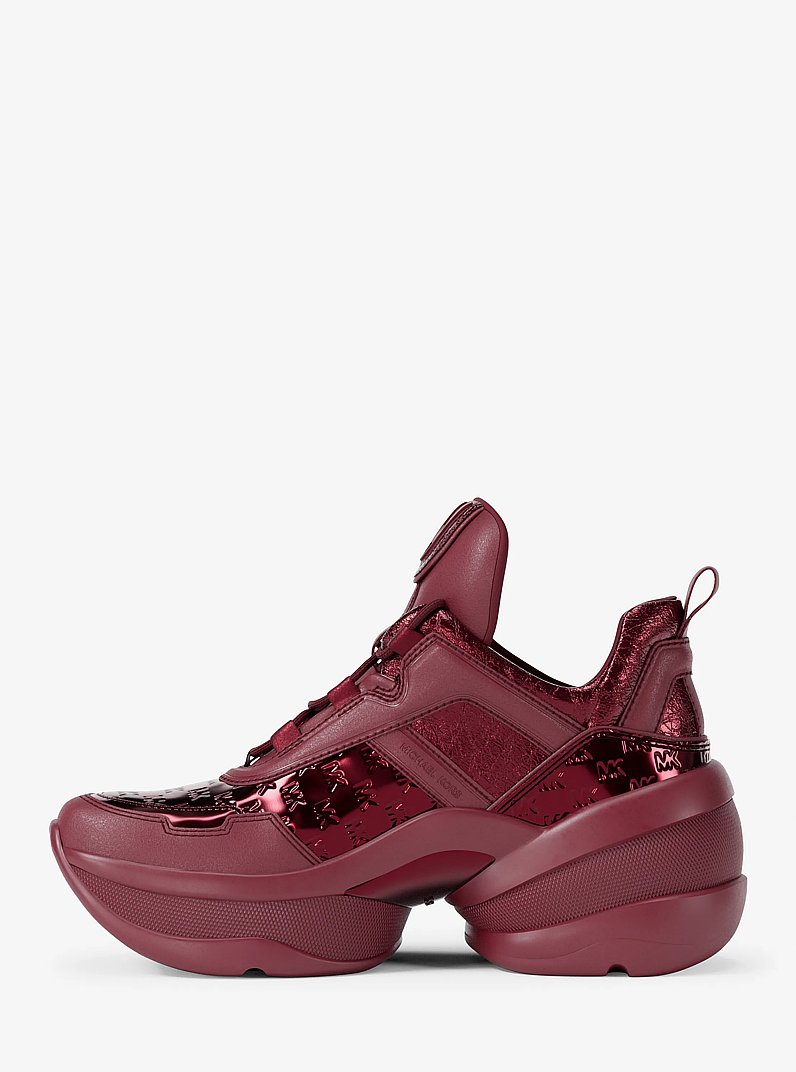 Olympia Mixed-Media Trainer in CHERRY | Michael Kors
