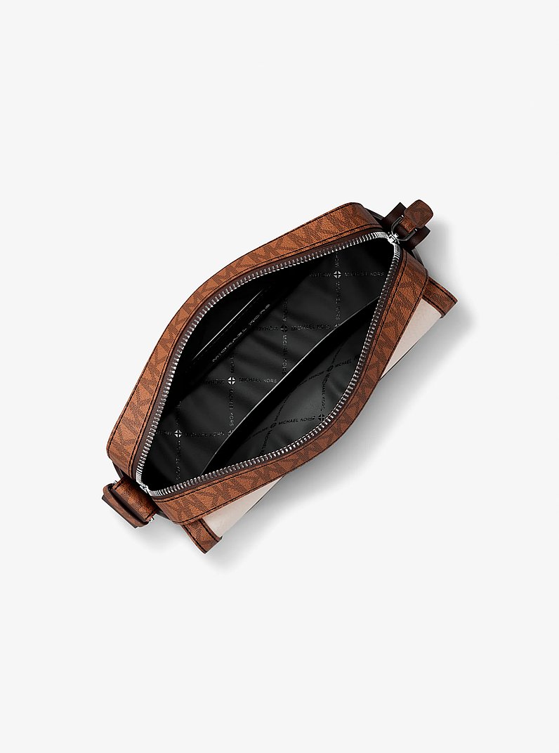Cooper Medium Pebbled Leather and Signature Logo Camera Crossbody Bag in LT CRM/LUGG | Michael Kors