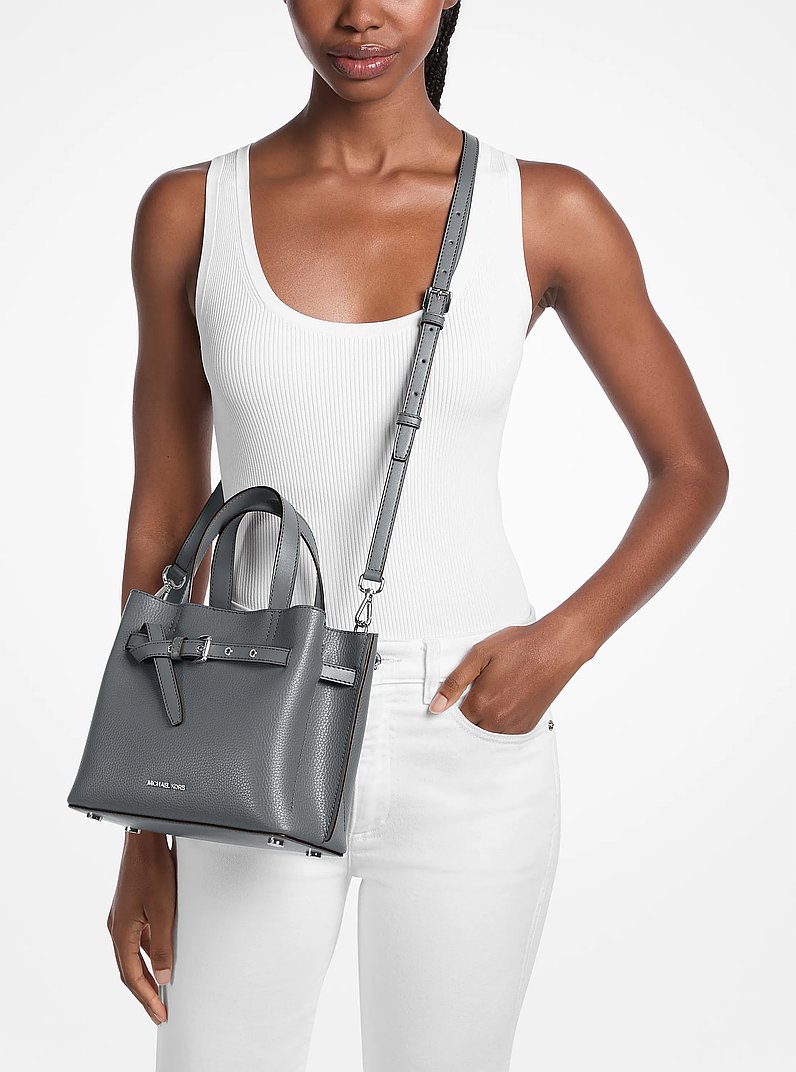 Emilia Small Pebbled Leather Satchel in STORM | Michael Kors