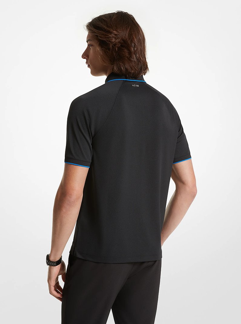 Stretch Knit Half-Zip Polo Shirt in BLACK | Michael Kors