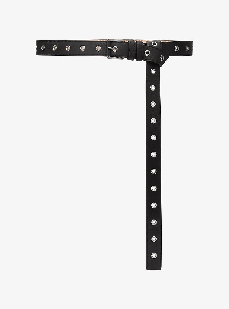 Colby Grommeted Leather Belt in BLACK | Michael Kors