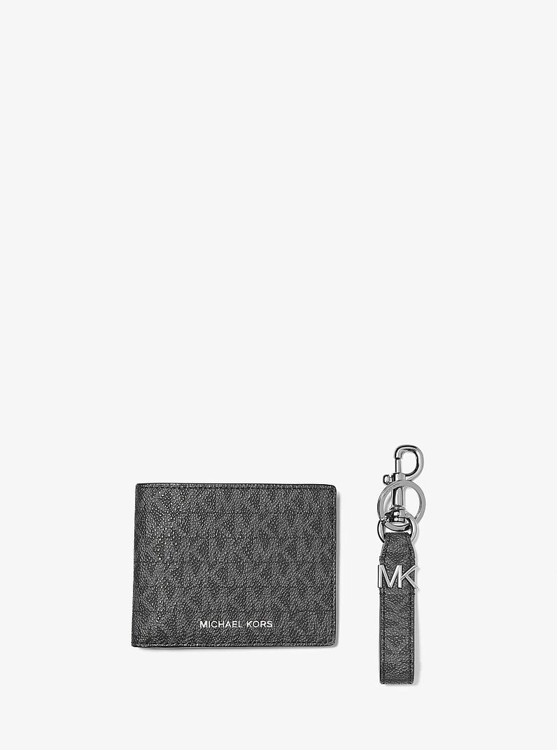 Logo Wallet and Key Chain Gift Set in BLACK | Michael Kors