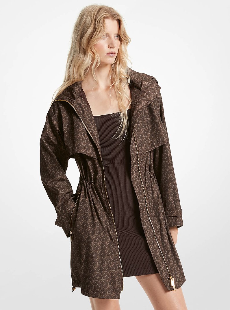 Empire Signature Logo Print Woven Anorak in CHOCOLATE | Michael Kors