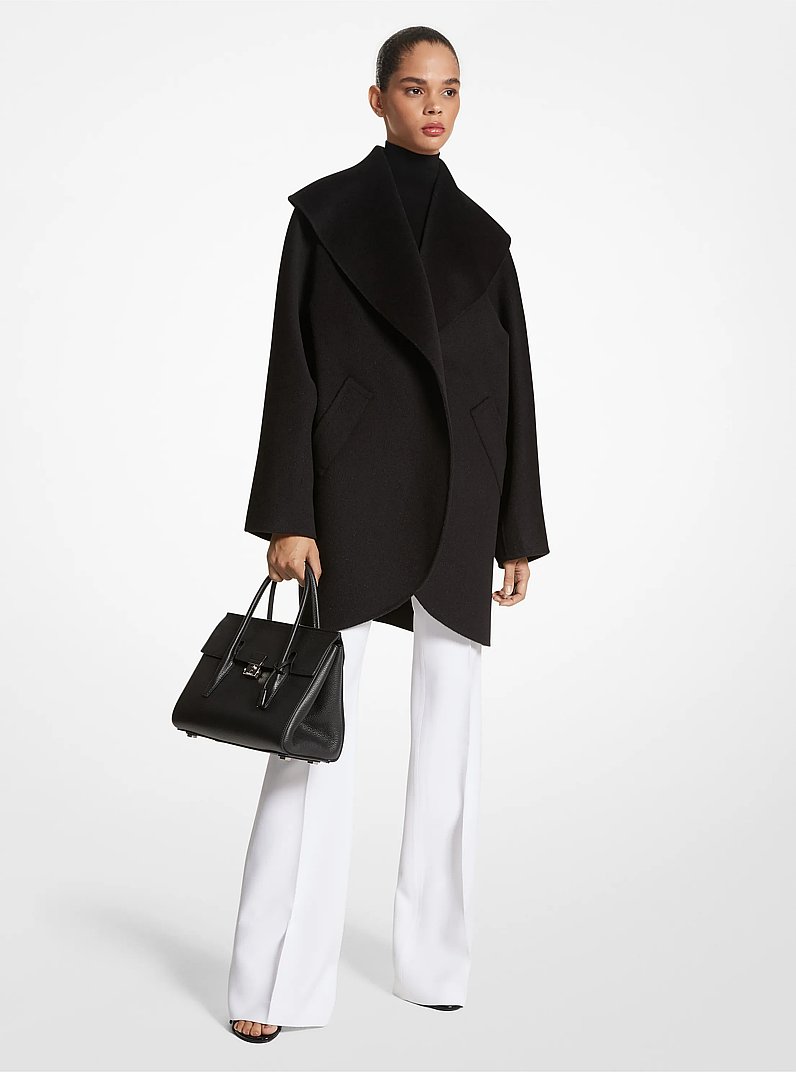 Double Faced Wool Melton Clutch Coat in BLACK | Michael Kors