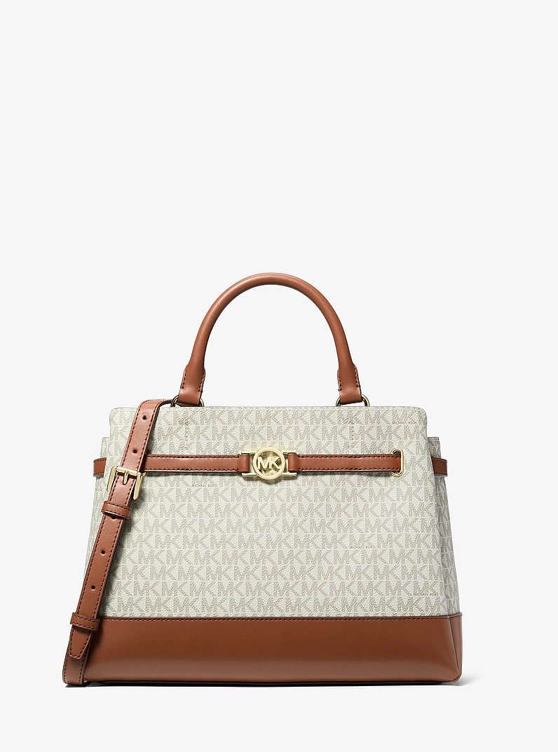 Reed Large Signature Logo Satchel in VANILLA | Michael Kors