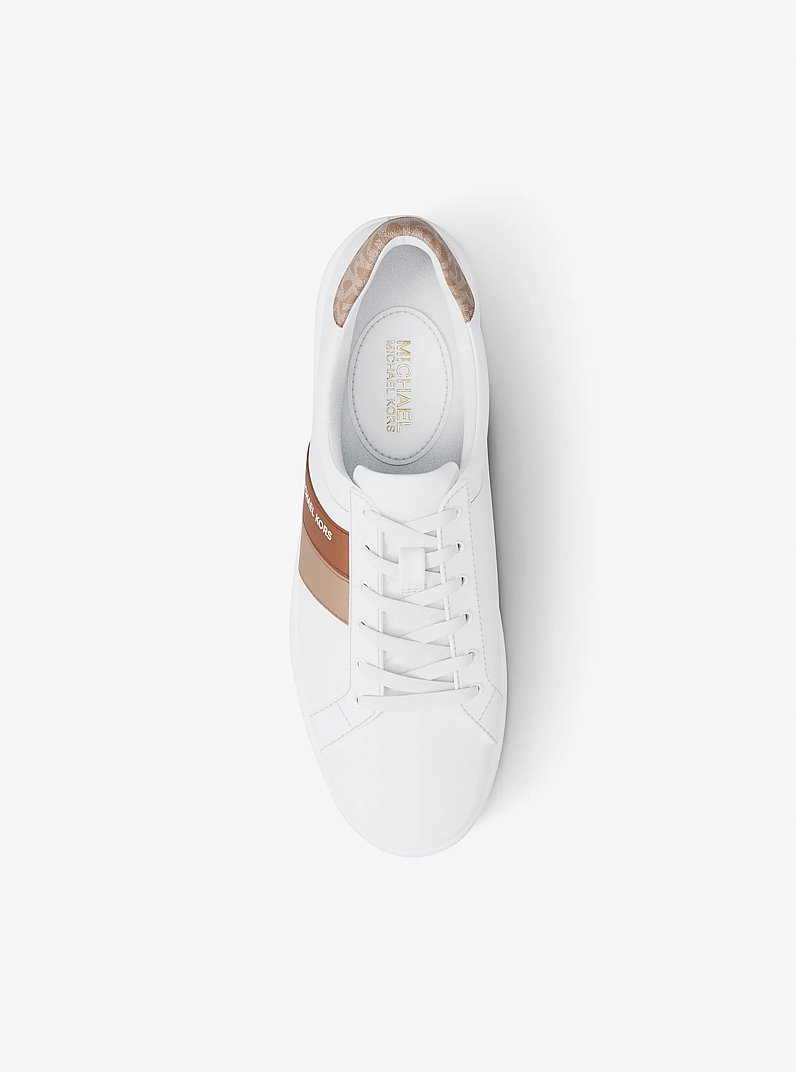 Poppy Metallic Stripe and Logo Trainer in KHAKI | Michael Kors