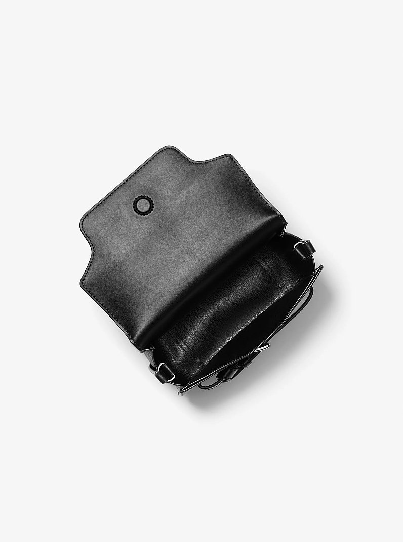 Emilia Small Signature Logo Saddle Crossbody Bag in BLACK | Michael Kors