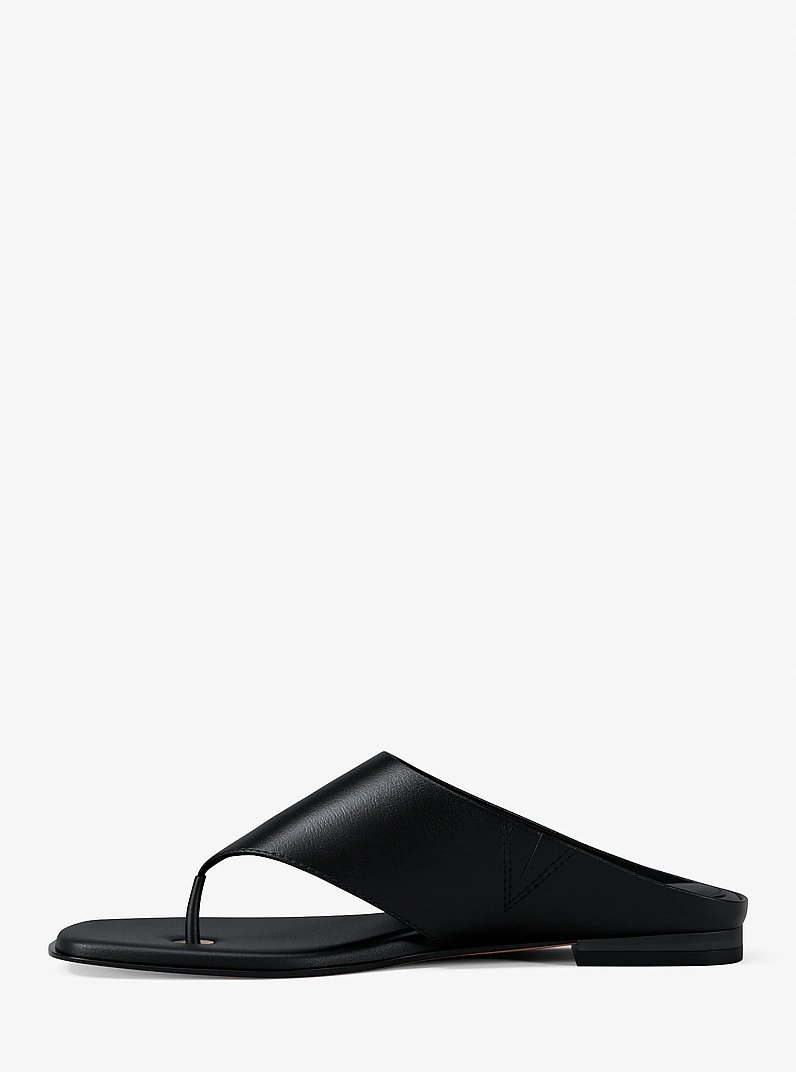 Alster Leather Thong Sandal in BLACK | Michael Kors