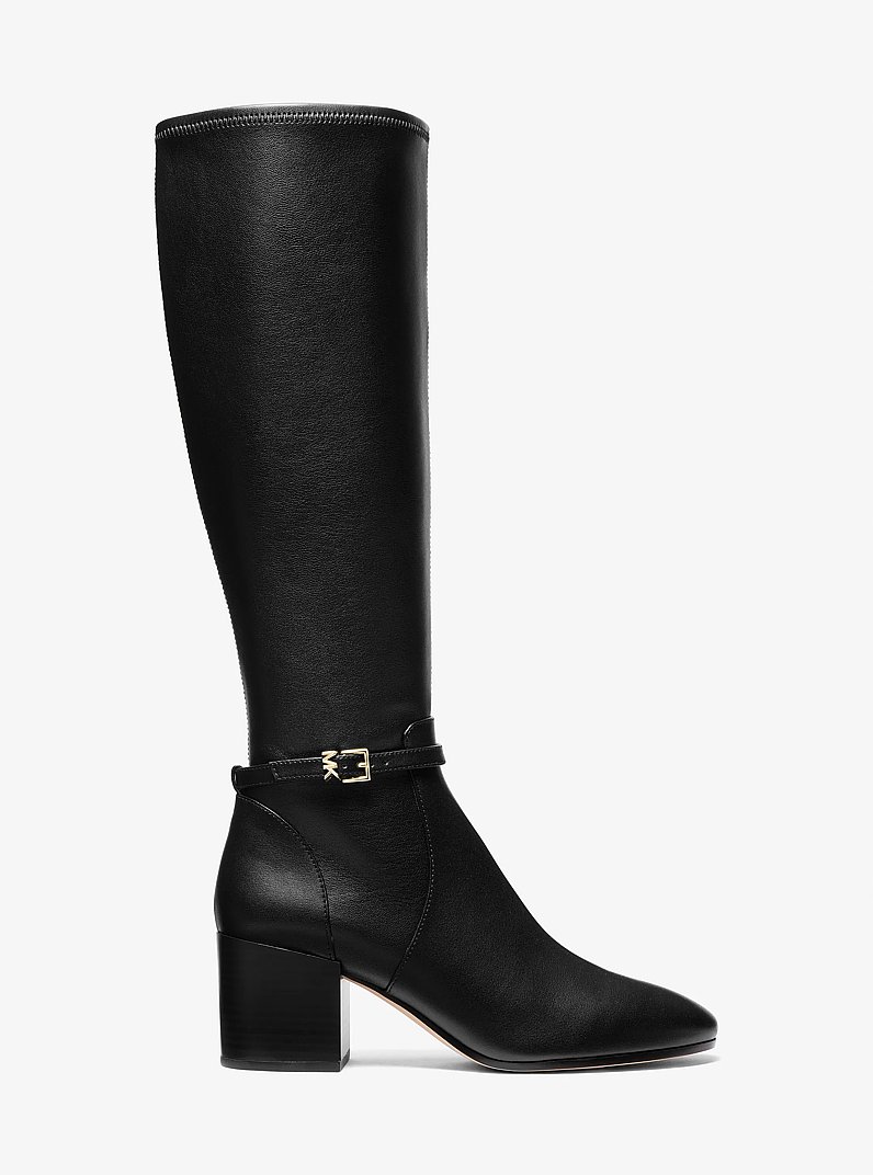 Ella Wide Calf Block Heel Boot in BLACK | Michael Kors