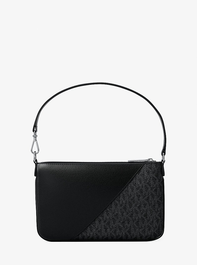 Jet Set Travel Small Signature Logo and Smooth Wristlet in BLACK | Michael Kors