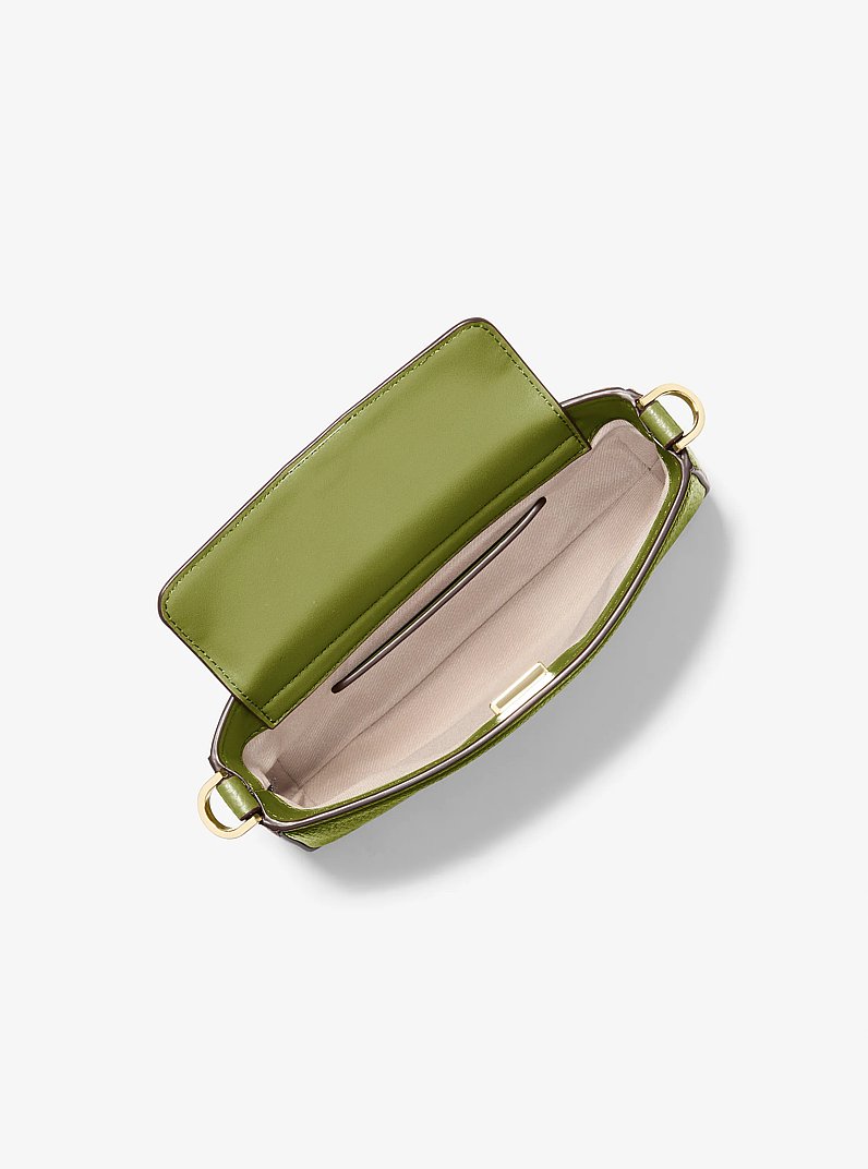 Bryant Small Pebbled Leather Convertible Pochette in MEADOW GREEN | Michael Kors