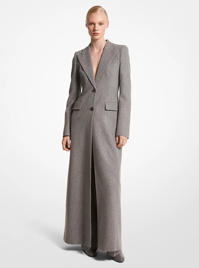 Georgina Stretch Wool Blazer Coat in BANKER GREY | Michael Kors