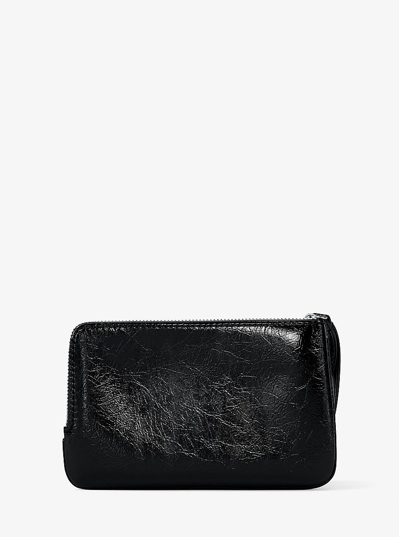 Jet Set Travel Small Crackled Wristlet in BLACK | Michael Kors