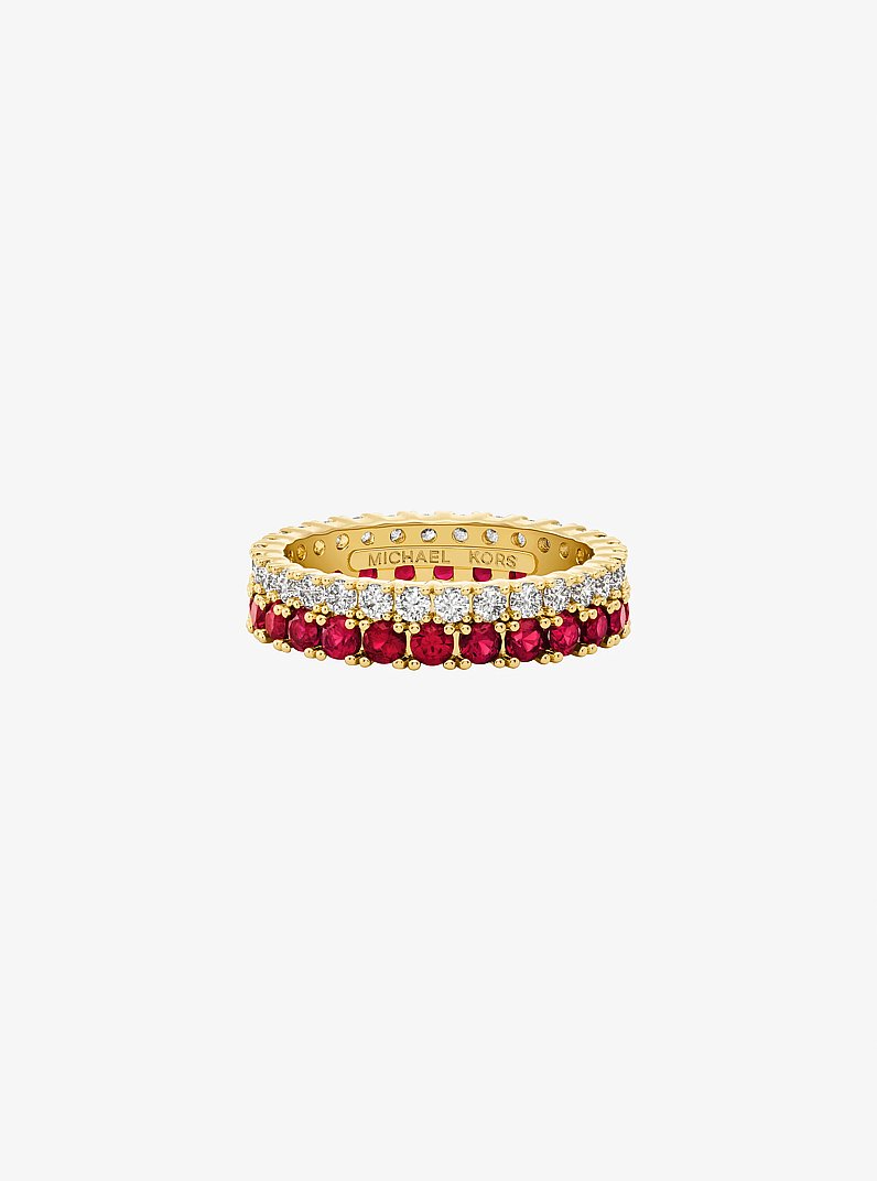 Anillo doble de dos tonos con incrustaciones in DORADO/RUB&Iacute; | Michael Kors