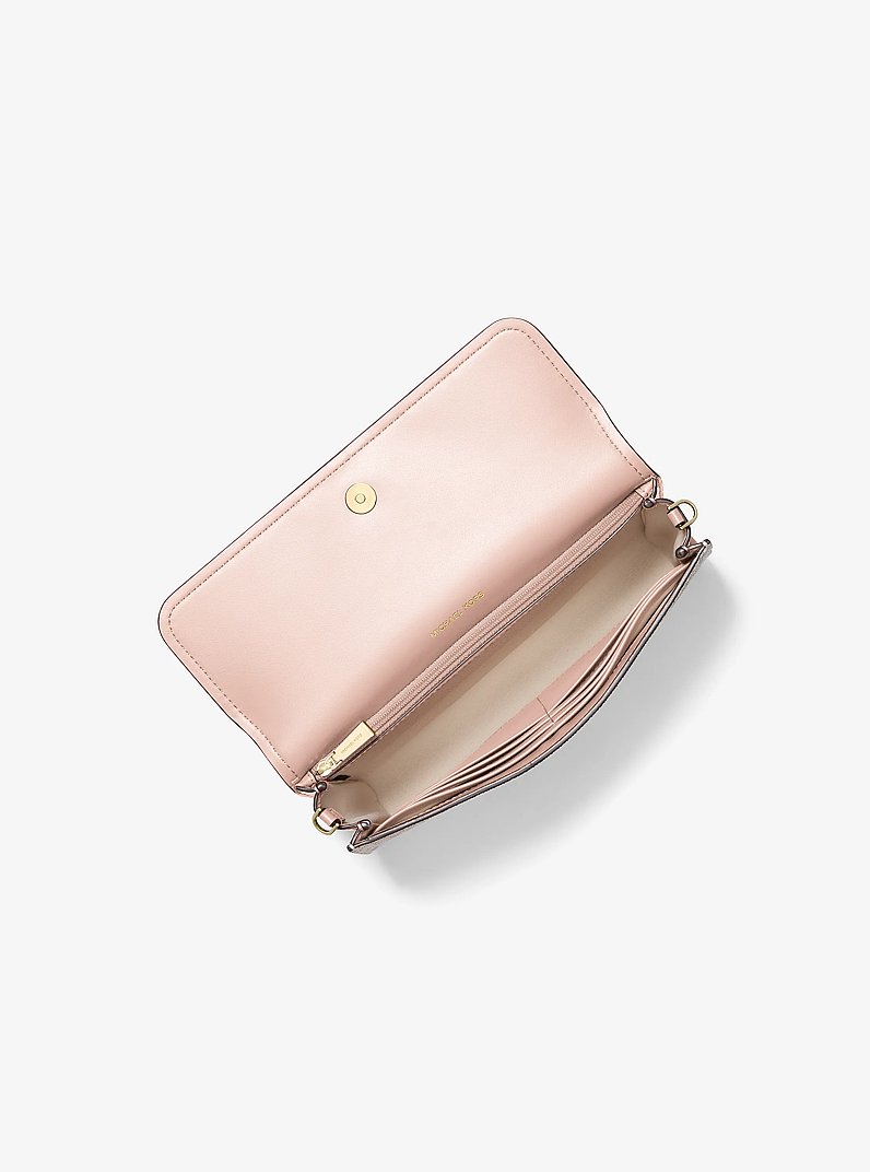 Jet Set Small Signature Logo Smartphone Crossbody Bag in VANILLA/SOFT PINK | Michael Kors