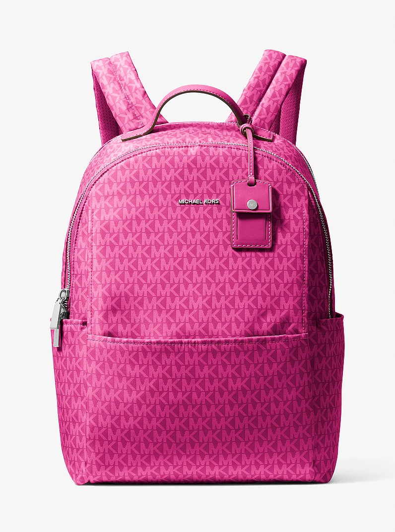 Sable Large Printed Signature Logo Backpack in RASPBERRY | Michael Kors