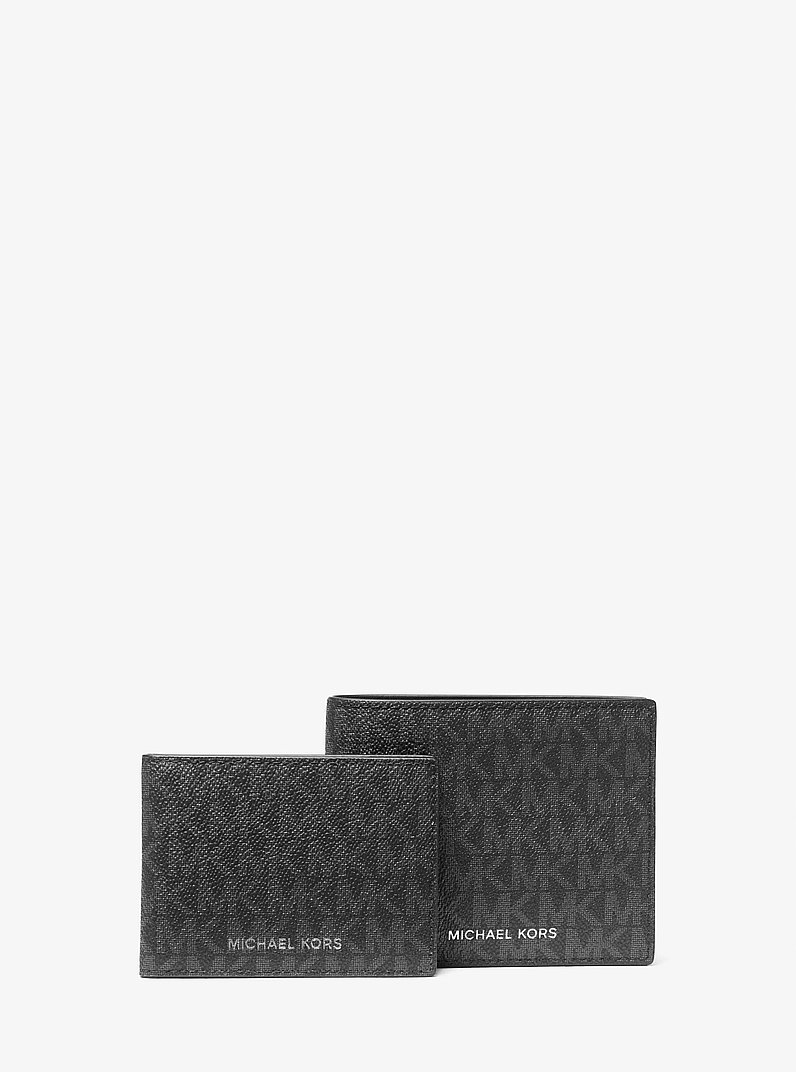 Billetera Harrison con compartimento para tarjeta de identificaci&oacute;n y logotipo in NEGRO | Michael Kors