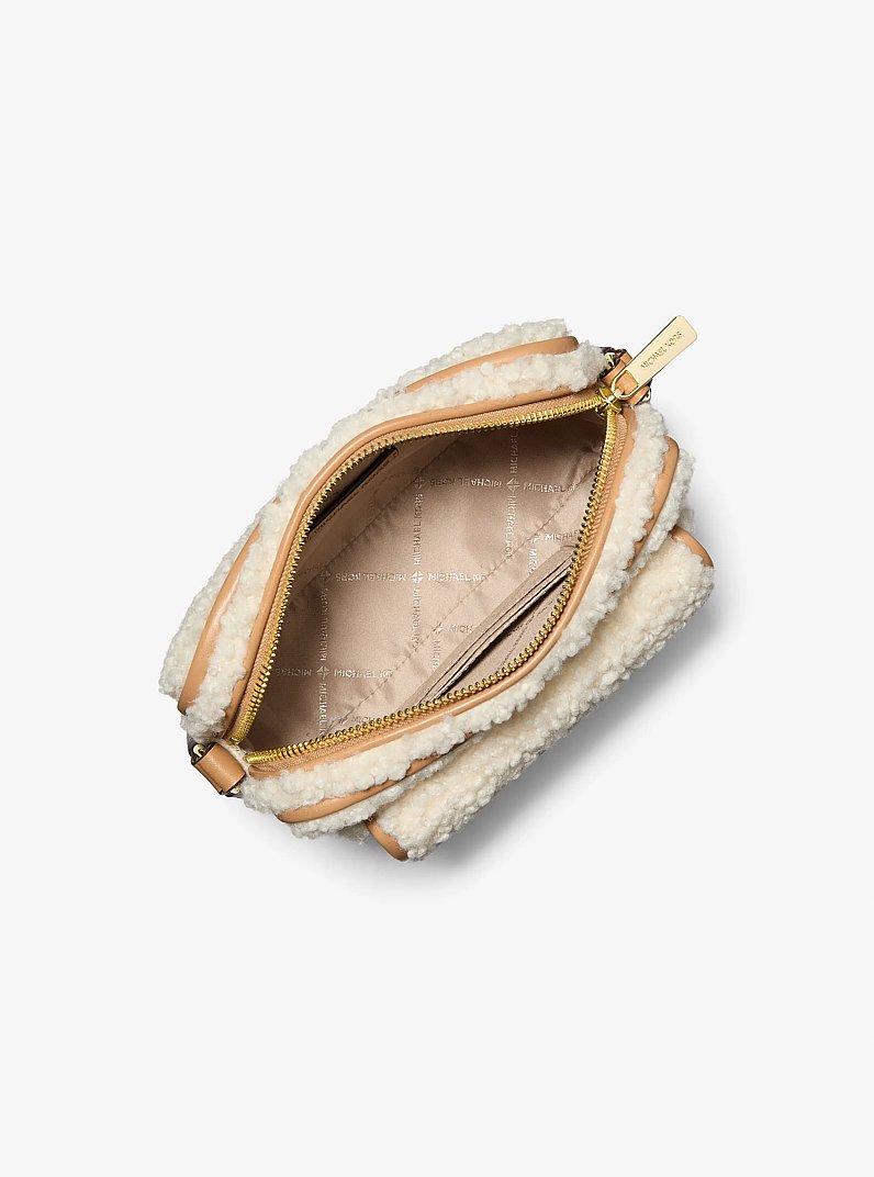 Bradshaw Extra-Small Faux Shearling Crossbody Bag in PEANUT | Michael Kors