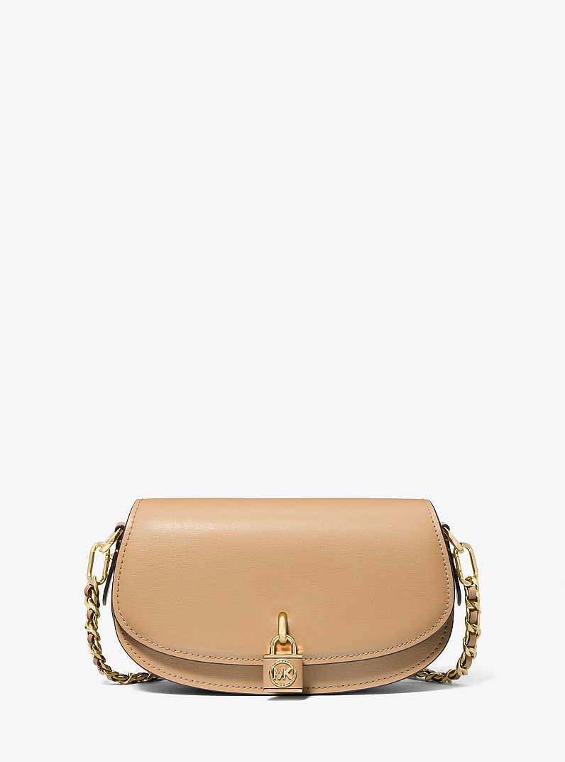 Mila Small Leather Shoulder Bag in CAMEL | Michael Kors
