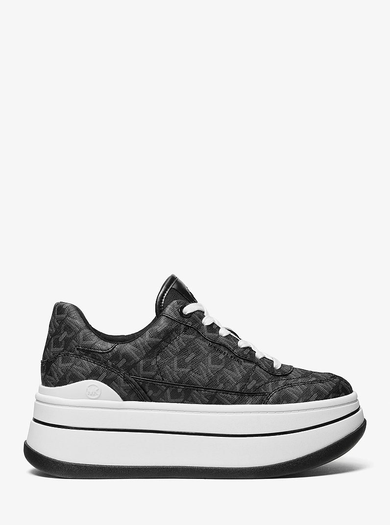Hayes Empire Signature Logo Platform Sneaker in BLACK | Michael Kors