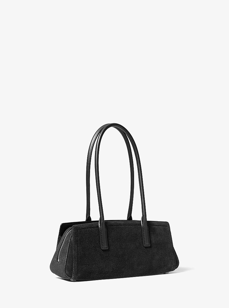 Laila Small Suede Shoulder Bag in BLACK | Michael Kors