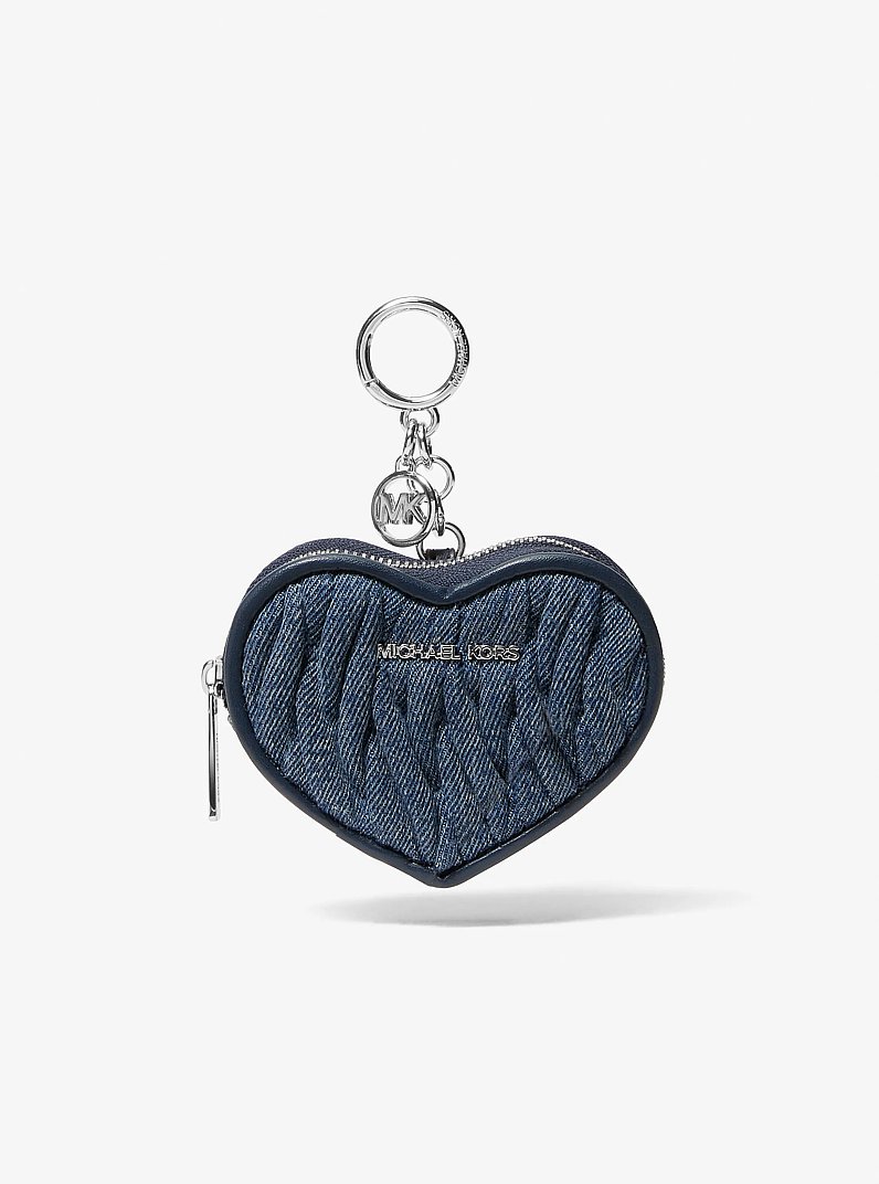 Porte-monnaie Jet Set Travel en denim matelass&eacute; en forme de c&oelig;ur in DENIM | Michael Kors