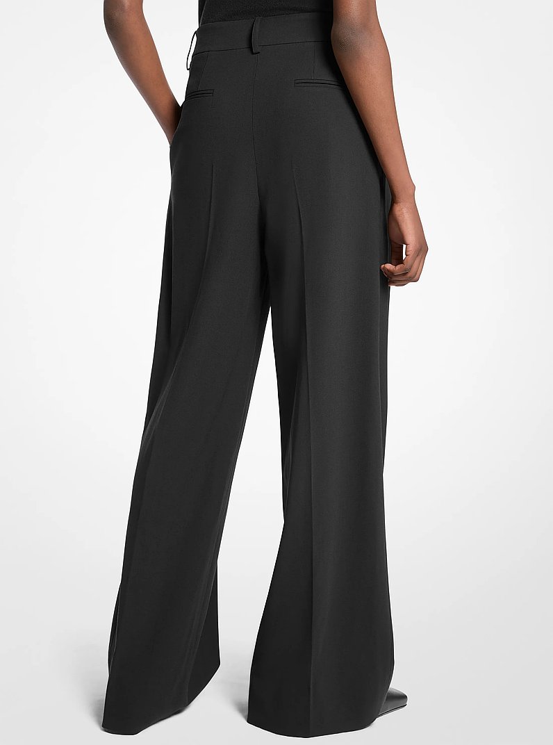 Pantal&oacute;n holgados plisados de lana el&aacute;stica in NEGRO | Michael Kors