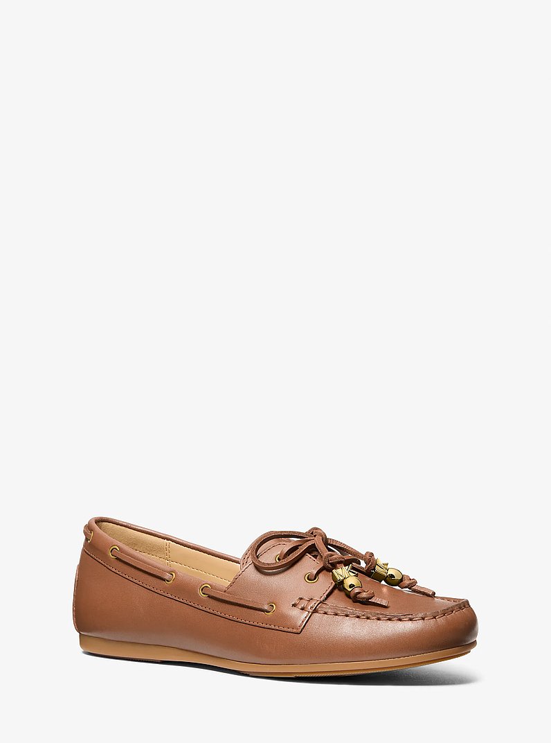 Fallon Leather Moccasin in LUGGAGE | Michael Kors