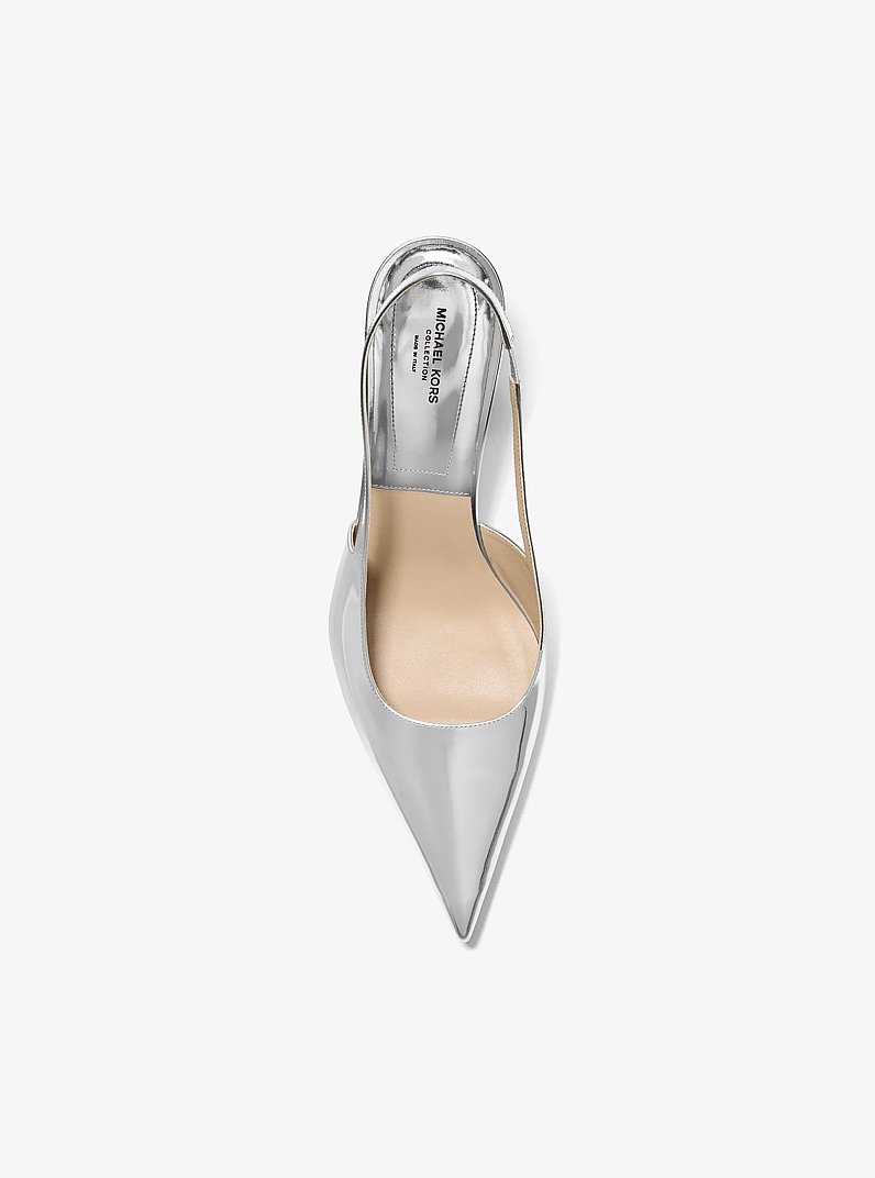 Emma Metallic Leather Slingback Pump in SILVER | Michael Kors