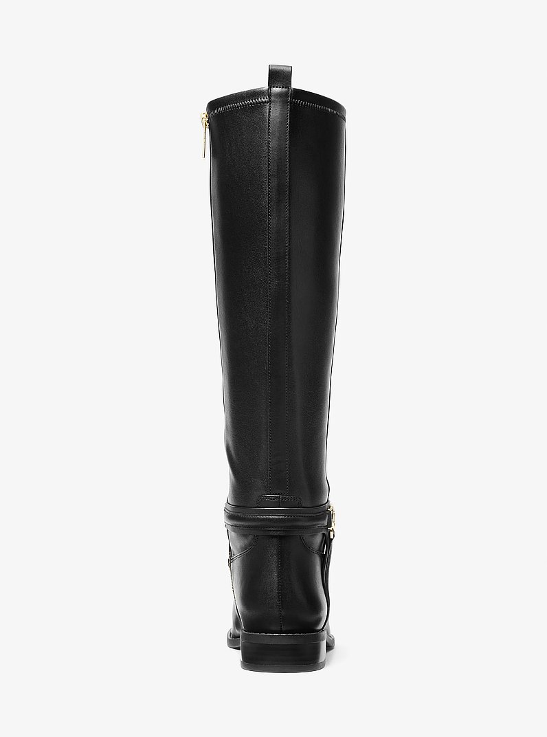 Mindy Leather Wide Calf Boot in BLACK | Michael Kors