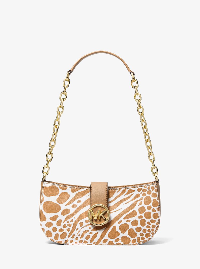 Petit sac &agrave; &eacute;paule Carmen en poils de veau &agrave; imprim&eacute; animalier