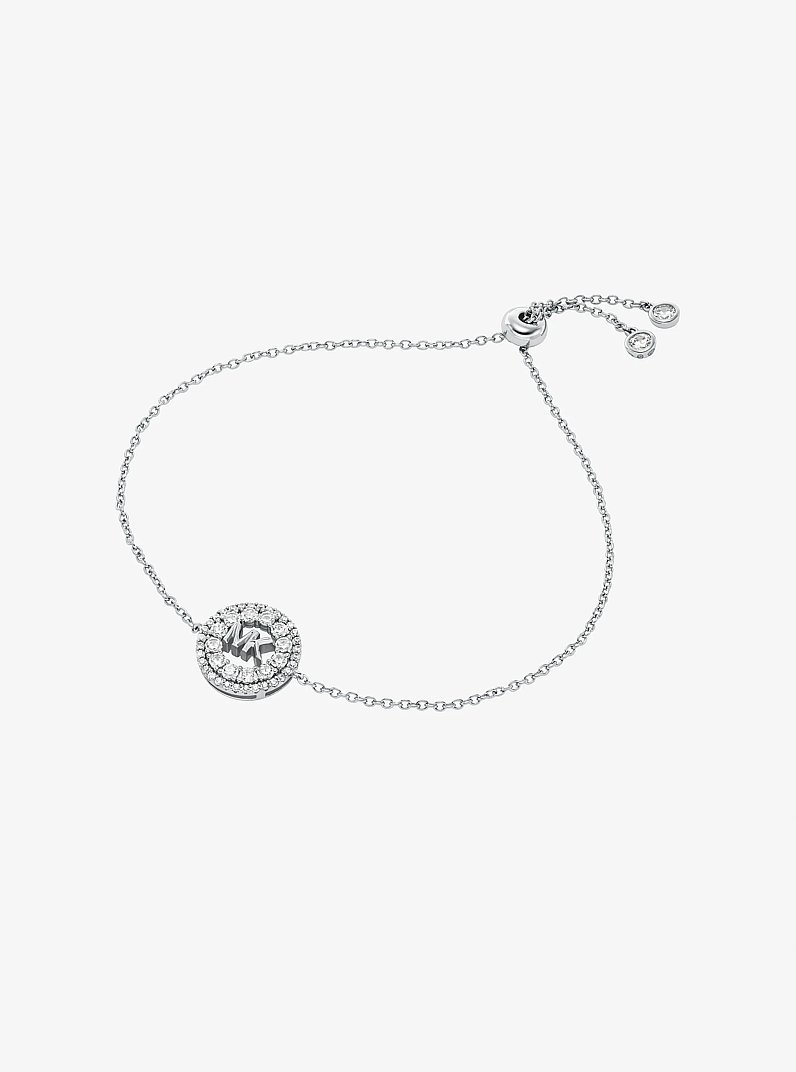 Fulton Precious Metal-Plated Pav&eacute; Logo Slider Bracelet in SILVER | Michael Kors