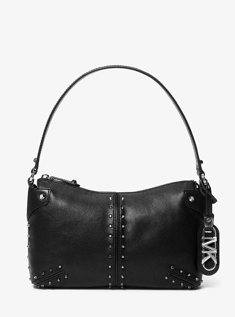 Astor Large Studded Leather Shoulder Bag in BLACK | Michael Kors
