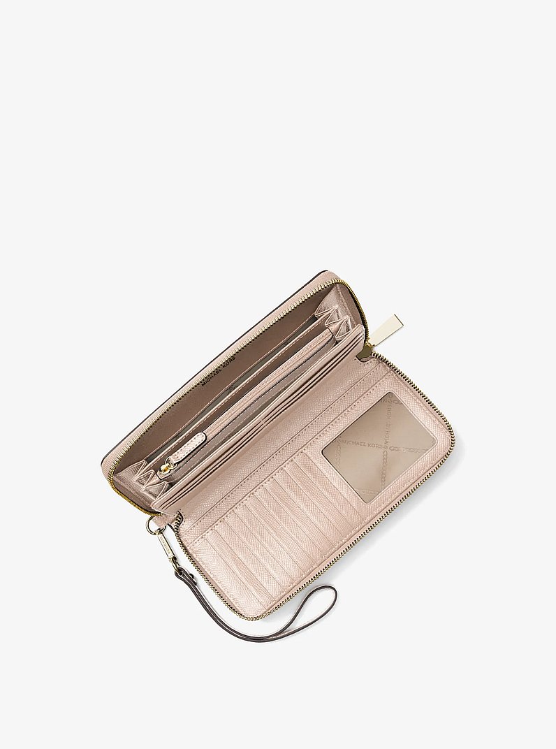 Leather Continental Wristlet in SOFT PINK | Michael Kors