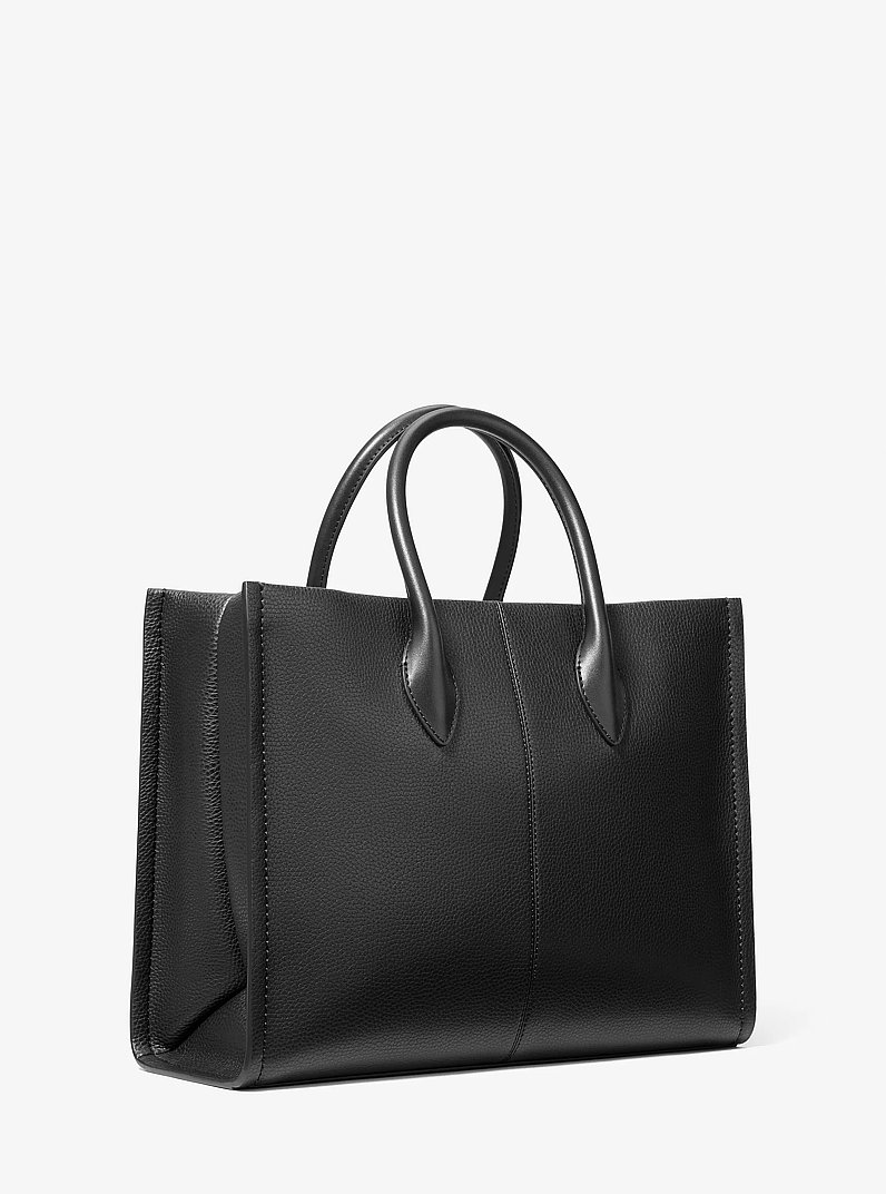 Mirella Medium Pebbled Leather Tote Bag in BLACK | Michael Kors