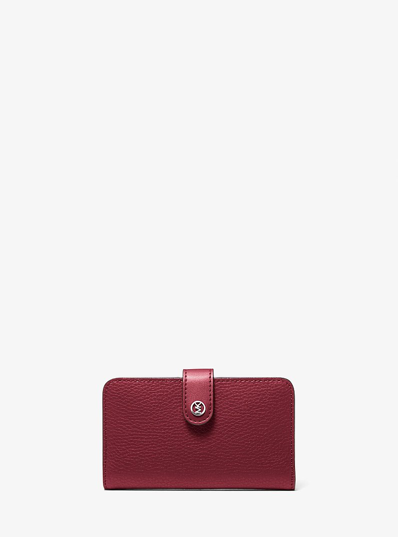 Jet Set Travel Medium Pebbled Leather Wallet in MAROON | Michael Kors
