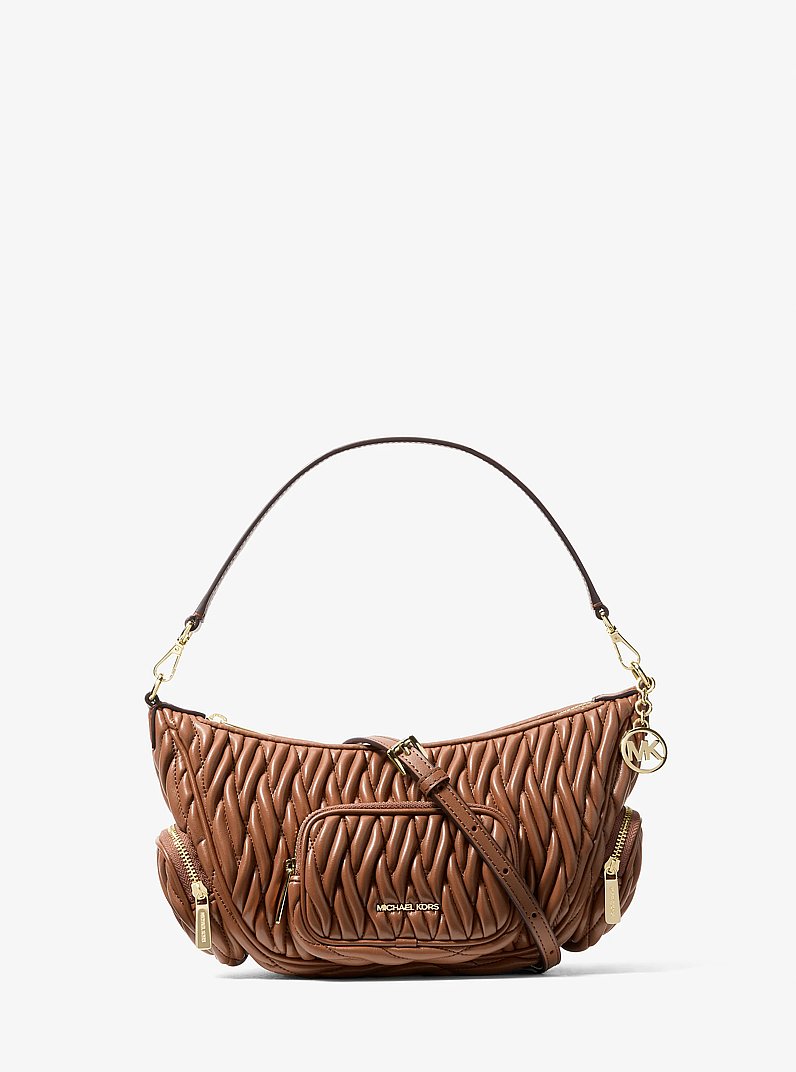Merritt Matelass&eacute; Convertible Crossbody Bag in LUGGAGE | Michael Kors
