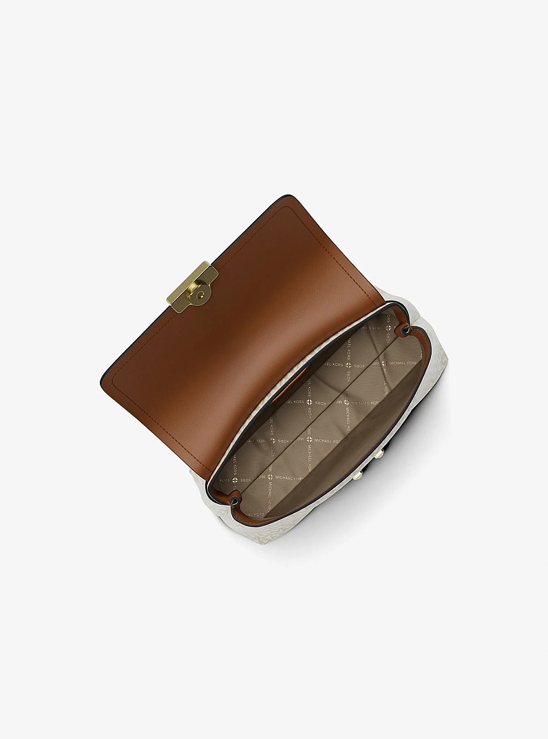 Tribeca Extra-Small Signature Logo Satchel in VANILLA/ACORN | Michael Kors