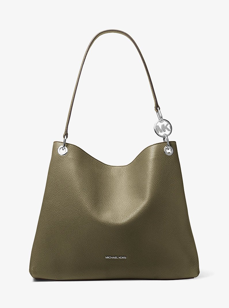 Christina Large Pebbled Leather Shoulder Bag in OLIVE | Michael Kors