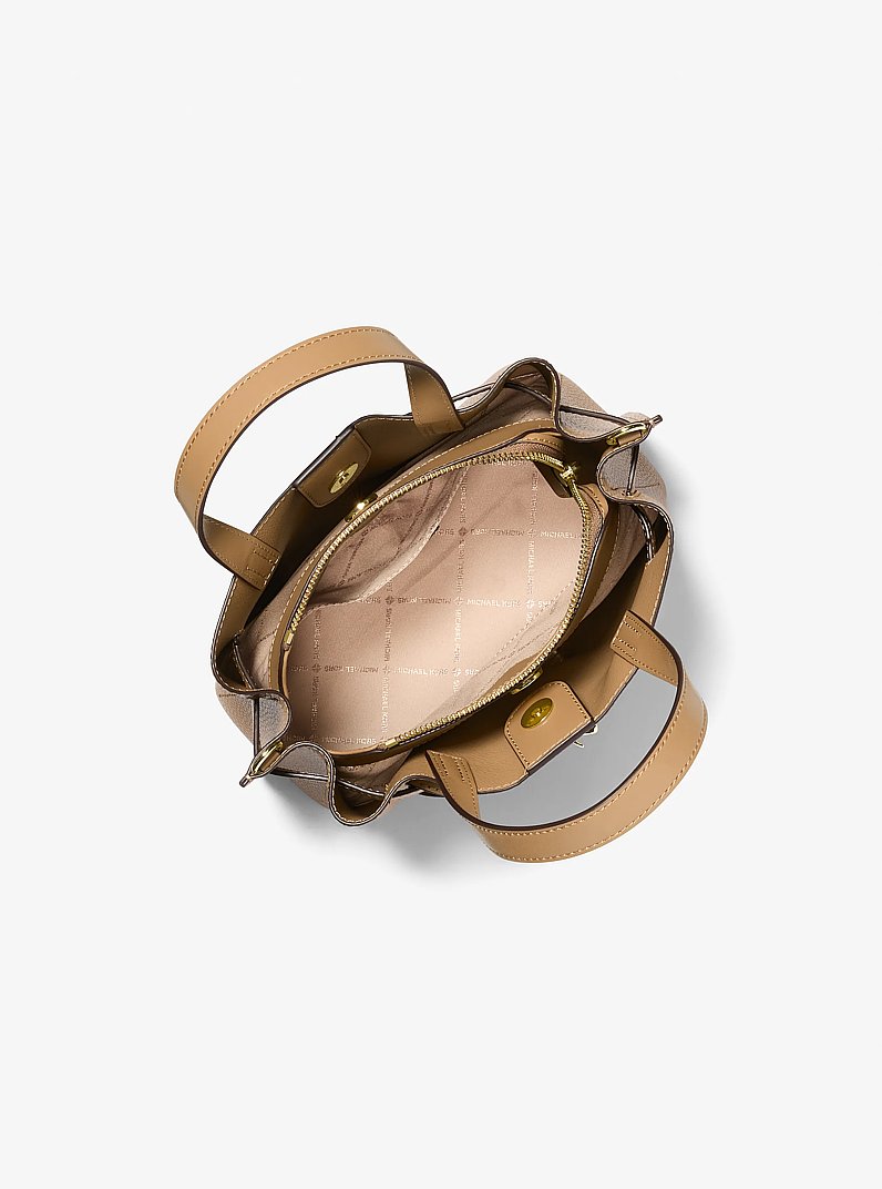 Emilia Small Pebbled Leather Satchel in BURNT KHAKI | Michael Kors