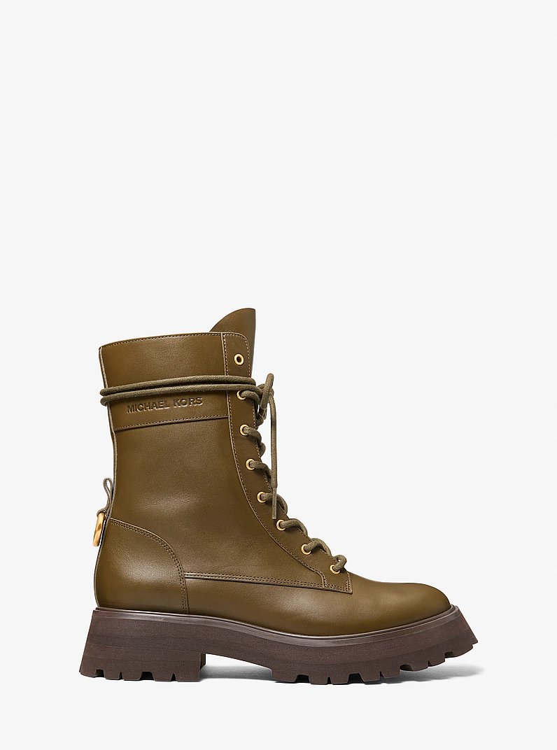 Caleb Leather Combat Boot in LODEN | Michael Kors