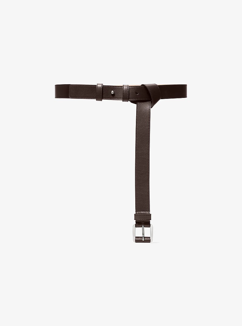 Kaitlin Leather Trouser Belt in CHOCOLATE | Michael Kors