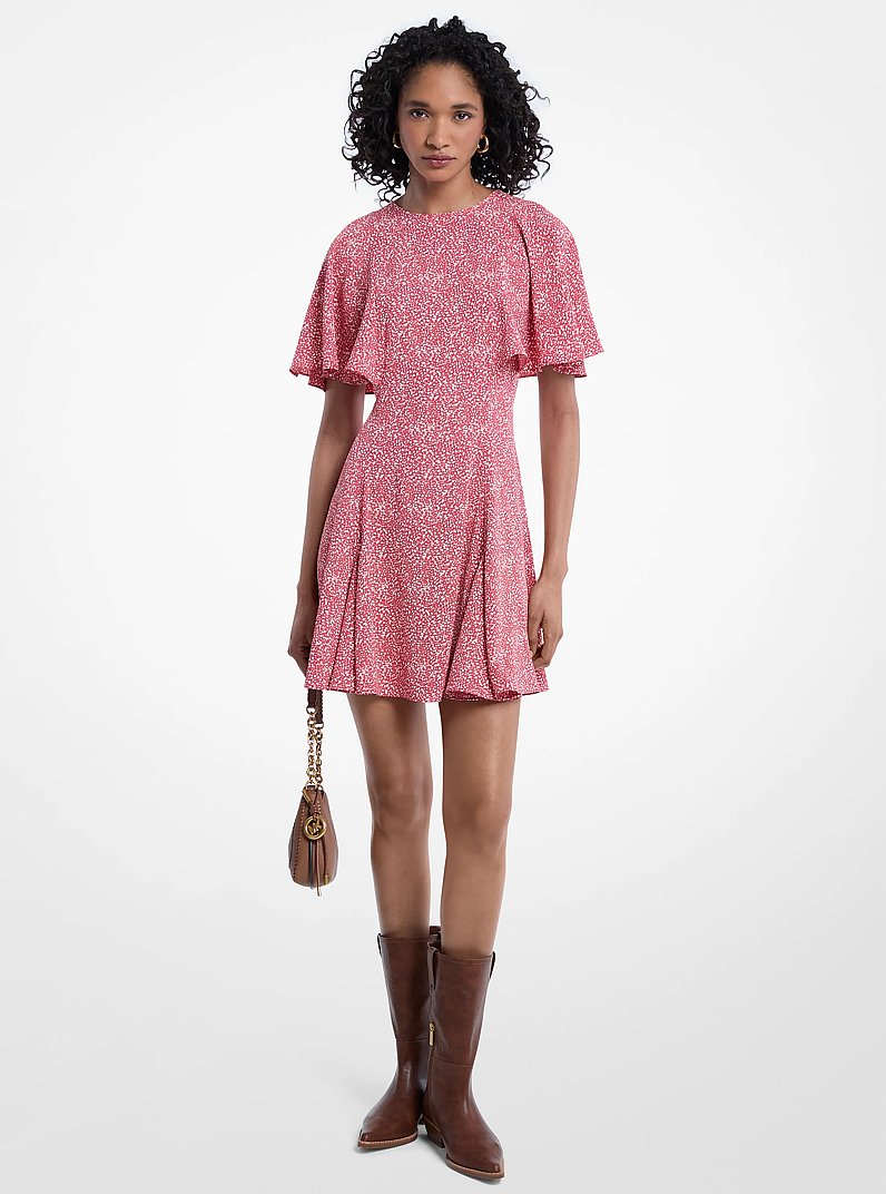 Printed Satin Crepe Mini Dress in LT BERRY SORBET | Michael Kors