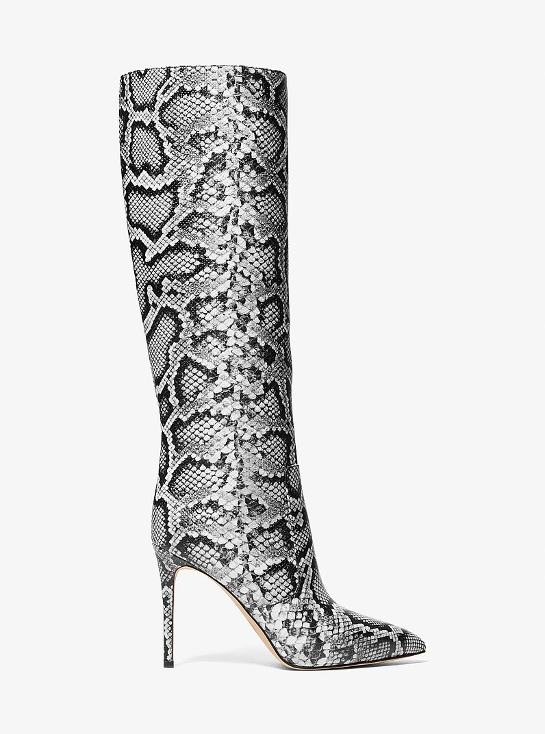Botte haute Rue en cuir gaufr&eacute; &agrave; motif de serpent in NOIR | Michael Kors