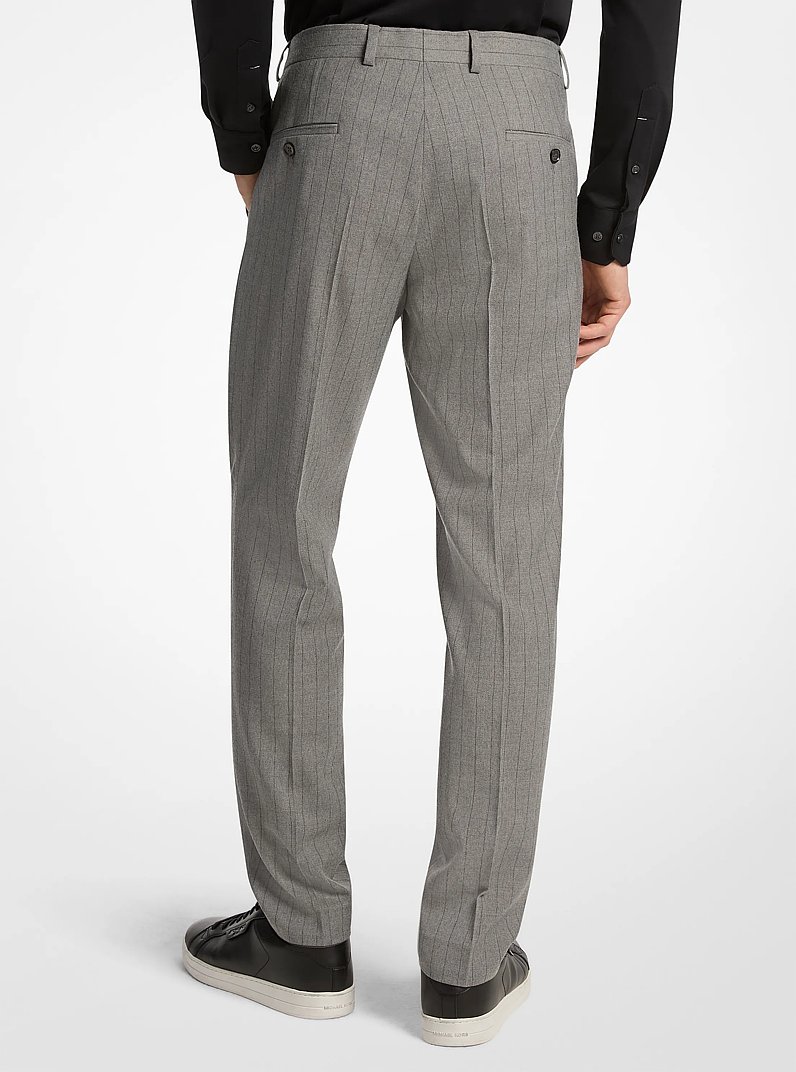Pantal&oacute;n slim-fit de mezcla de lana el&aacute;stica con raya diplom&aacute;tica in GRIS P&Aacute;LIDO | Michael Kors