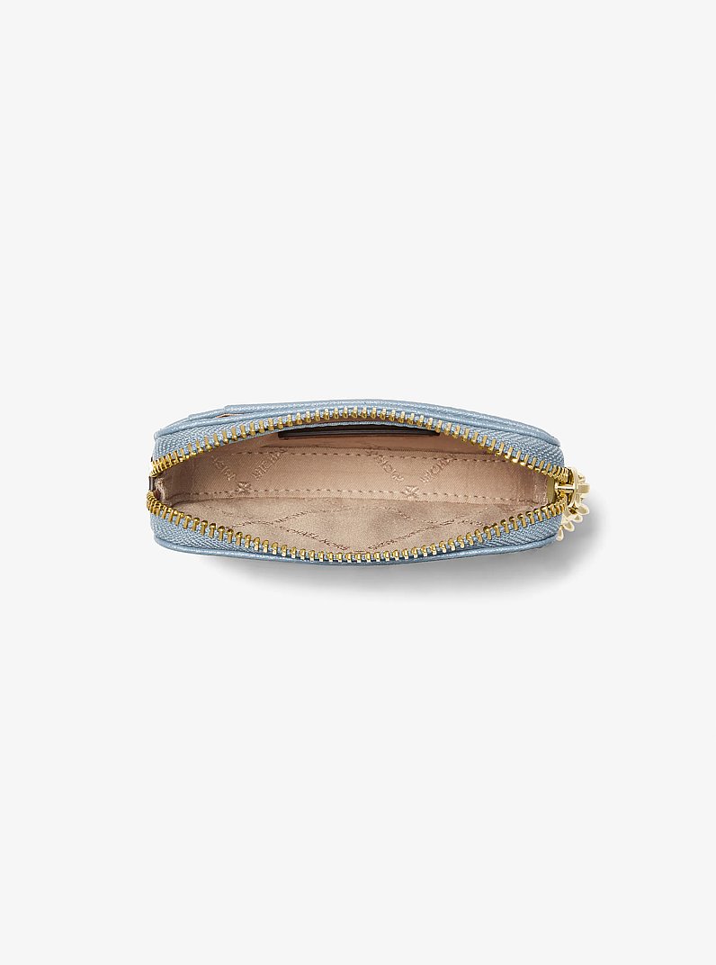Medium Saffiano Leather Chain Card Case in PALE BLUE | Michael Kors